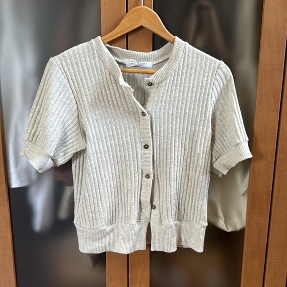 Project Social T  Como Button Front Fitted Sweater Rib Tee - Ash - Picture 3 of 5